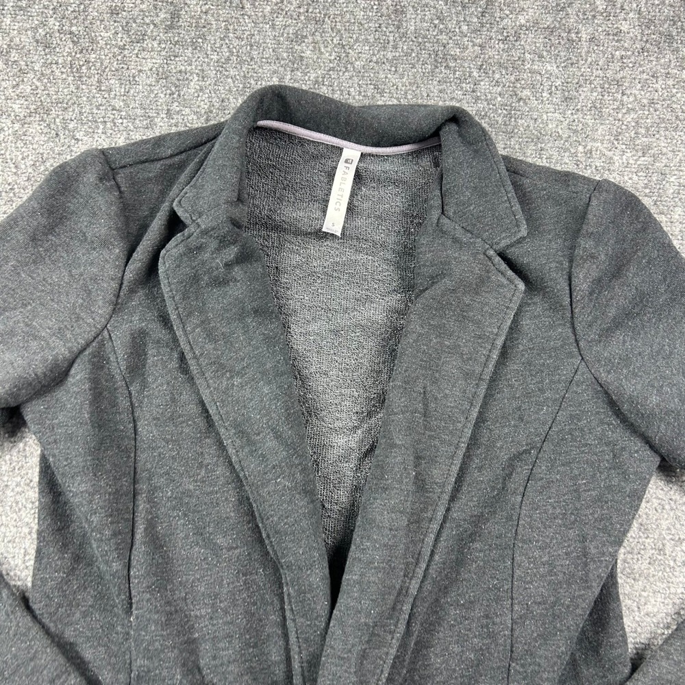 Fabletics Blazer Women Small Gray Knit French Terry Open Front Fleece